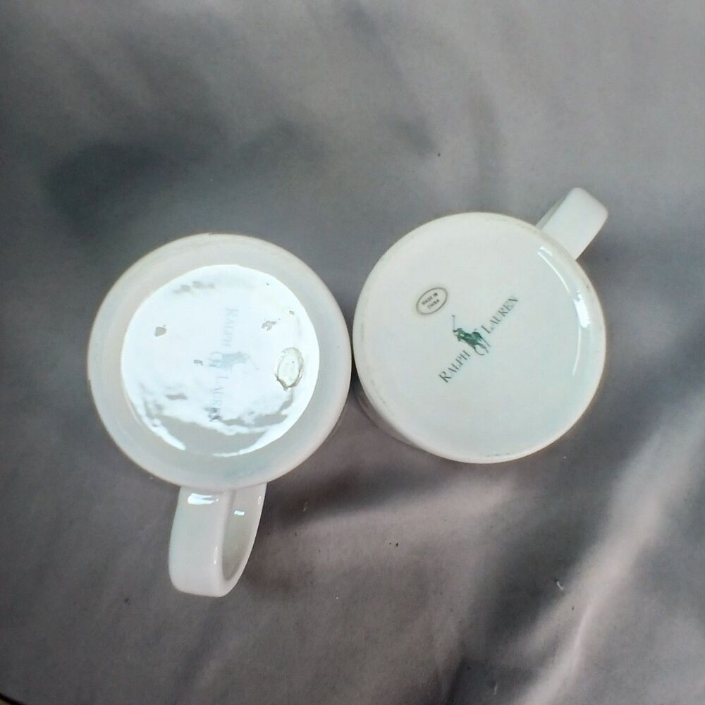 2 Ralph Lauren Horse Polo Equestrian Tartan Plaid Pictorial Coffee Mugs Tea Cups - Picture 8 of 16